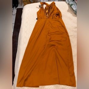 Express Medium Satin Halter Maxi Dress